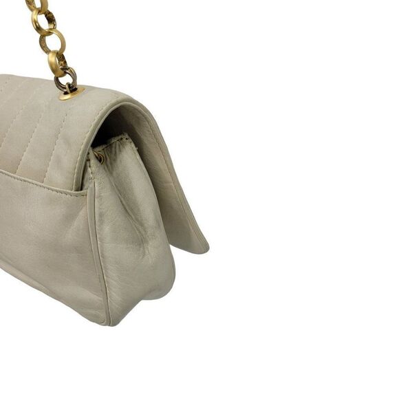 Vintage 80s Jay Herbert by Sharif Crossbody Bag Leather Quilted Gold Chain Cream - Picture 5 of 16